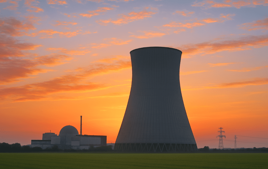 NuclearReactor-viaChatGPT nuclear reactor at sunrise