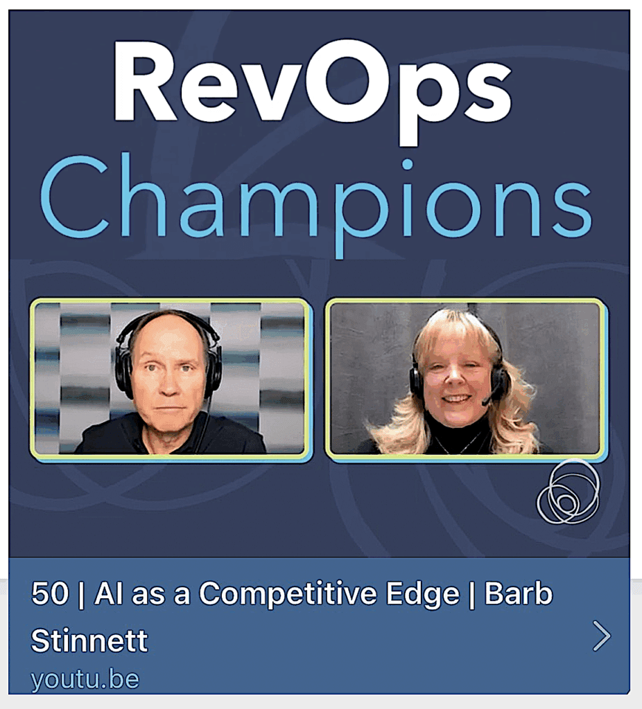 Barb+Host-wPodcastTitle Barb Stinnett on right with podcast host and title of podcast above and below