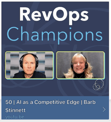 Barb Stinnett on right with podcast host and title of podcast above and below