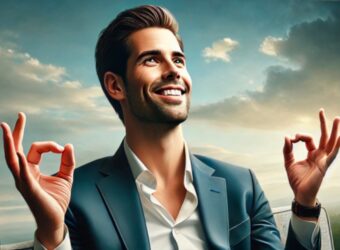 young exec feeling calm and relaxed