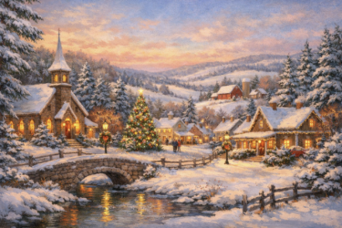 rural scene at Christmas time