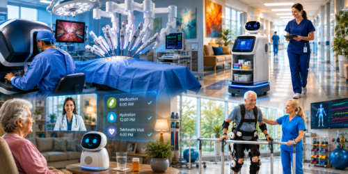 Image showing four healthcare applications fro physical AI